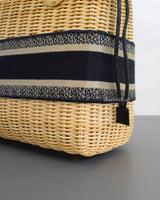 Dior Lady Dior Medium | Blue Oblique Natural Wicker Brushed Gold Hardware-details