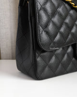 Chanel Classic Flap Jumbo | Black Caviar Gold Hardware-details