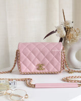 Chanel Flap Bag Mini | 22P Light Pink Caviar Brushed Gold Hardware-front