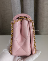 Chanel Flap Bag Mini | 22P Light Pink Caviar Brushed Gold Hardware-side