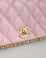 Chanel Flap Bag Mini | 22P Light Pink Caviar Brushed Gold Hardware-details