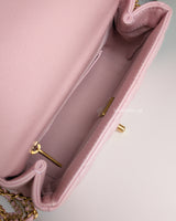 Chanel Flap Bag Mini | 22P Light Pink Caviar Brushed Gold Hardware-details