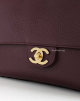Chanel Maxi Flap 32cm | Burgundy Caviar Gold Hardware-details