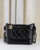 Chanel Gabrielle Hobo Small | Black Aged Calfskin Multicolored Hardware-front1