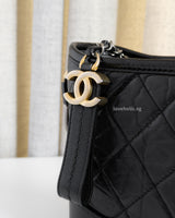 Chanel Gabrielle Hobo Small | Black Aged Calfskin Multicolored Hardware-details