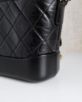Chanel Gabrielle Hobo Small | Black Aged Calfskin Multicolored Hardware-details