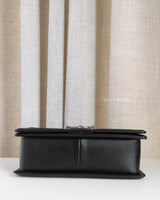 Chanel Boy Old Medium | Black Lambskin Ruthenium Hardware-details