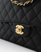 Chanel Classic Flap Small | Black Caviar Gold Hardware-details