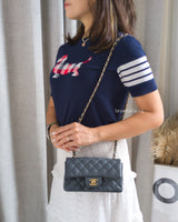 Chanel Classic Flap Mini Rectangle | 18B Dark Grey Caviar Light Gold Hardware-model