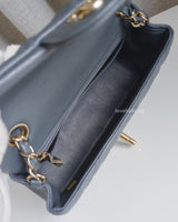 Chanel Classic Flap Mini Rectangle | 18B Dark Grey Caviar Light Gold Hardware-details