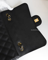 Chanel Classic Flap Jumbo | Black Caviar Gold Hardware-details