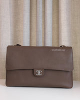 Chanel Maxi Flap 38cm | 26S Light Brown Caviar Silver Hardware-front1