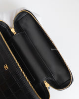 Chanel Top Handle Vanity On Chain LP | 26A Crocodile Embossed Calfskin Gold Hardware-details