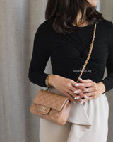 Chanel Classic Flap Mini Square | 18S Dark Beige Caviar Light Gold Hardware-model
