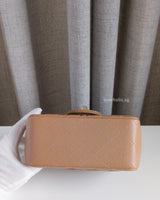 Chanel Classic Flap Mini Square | 18S Dark Beige Caviar Light Gold Hardware-details