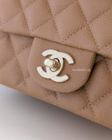 Chanel Classic Flap Mini Square | 18S Dark Beige Caviar Light Gold Hardware-details