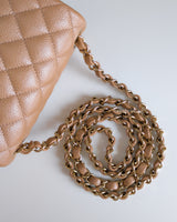 Chanel Classic Flap Mini Square | 18S Dark Beige Caviar Light Gold Hardware-details