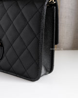 Chanel 25C Mini Backpack | Black Caviar Light Gold Hardware-details