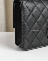Chanel 25C Mini Backpack | Black Caviar Light Gold Hardware-details