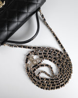 Chanel 25C Mini Backpack | Black Caviar Light Gold Hardware-details