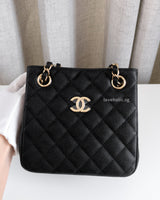 Chanel Bucket Bag Small | 23P Black Caviar Light Gold Hardware-front1