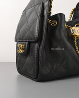 Chanel Chanel 25 Mini | 26A Black Caviar Gold Hardware-details