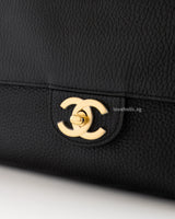 Chanel Maxi Flap 32cm | 26A Black Caviar Gold Hardware-details