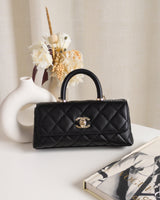 Chanel Coco Handle East West Mini | Black Caviar Light Gold Hardware-front