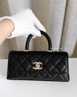 Chanel Coco Handle East West Mini | Black Caviar Light Gold Hardware-front1