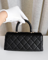 Chanel Coco Handle East West Mini | Black Caviar Light Gold Hardware-back