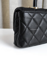 Chanel Coco Handle East West Mini | Black Caviar Light Gold Hardware-details