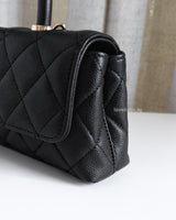 Chanel Coco Handle East West Mini | Black Caviar Light Gold Hardware-details