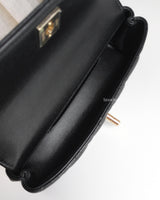 Chanel Coco Handle East West Mini | Black Caviar Light Gold Hardware-details