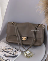 Chanel Maxi Flap 32cm | 26A Dark Khaki Caviar Gold Hardware-front