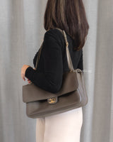 Chanel Maxi Flap 32cm | 26A Dark Khaki Caviar Gold Hardware-model