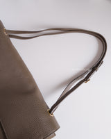 Chanel Maxi Flap 32cm | 26A Dark Khaki Caviar Gold Hardware-details