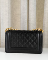 Chanel Boy Small | Black Caviar Brushed Gold Hardware-back