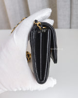Chanel Flap Card holder Pearl Crush | Black Lambskin Brushed Gold Hardware-side