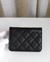 Chanel Flap Card holder On Chain | Black Caviar Light Gold Hardware-back