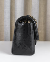 Chanel Classic Flap Mini Rectangle | Black Caviar Light Gold Hardware-side