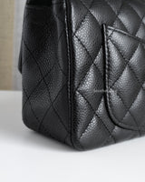 Chanel Classic Flap Mini Rectangle | Black Caviar Light Gold Hardware-details