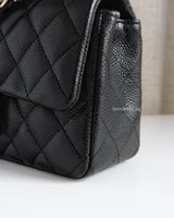 Chanel Classic Flap Mini Rectangle | Black Caviar Light Gold Hardware-details