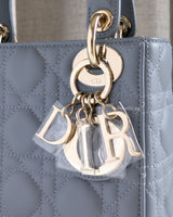 Dior Lady Dior Mini | Cloud Blue Lambskin Light Gold Hardware-details