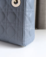 Dior Lady Dior Mini | Cloud Blue Lambskin Light Gold Hardware-details
