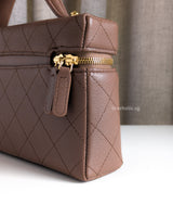 Chanel Top Handle Vanity On Chain LP | Brown Grained Calfskin Gold Hardware-details