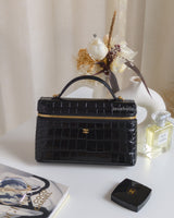 Chanel Top Handle Vanity On Chain LP | 26A Crocodile Embossed Calfskin Gold Hardware-front
