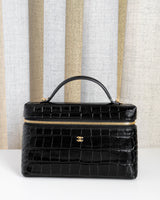 Chanel Top Handle Vanity On Chain LP | 26A Crocodile Embossed Calfskin Gold Hardware-front1