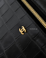 Chanel Top Handle Vanity On Chain LP | 26A Crocodile Embossed Calfskin Gold Hardware-details