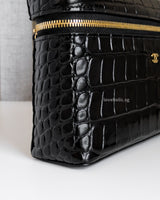Chanel Top Handle Vanity On Chain LP | 26A Crocodile Embossed Calfskin Gold Hardware-details