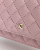 Chanel Wallet On Chain 22P Light Pink Caviar Light Gold Hardware-details